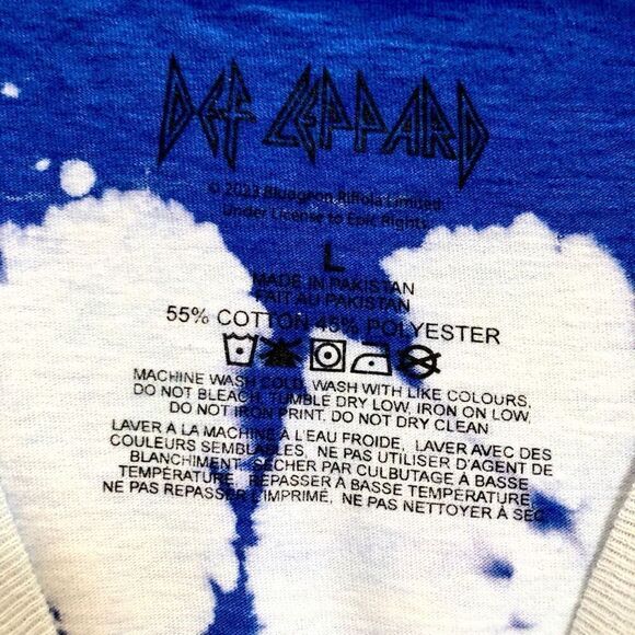 DEF LEPPARD - NWOT - M Sz L Blue Tie-Dye “Love Bites” Band Tee/Oversized - Picture 5 of 9